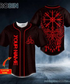 Red Vegvisir Viking Tattoo Personalized Baseball Jersey