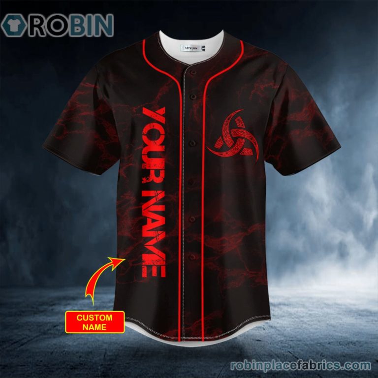 Red Vegvisir Yggdrasill Viking Tattoo Custom Baseball Jersey