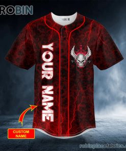 red winged fire skull custom baseball jersey 229 jlZlA