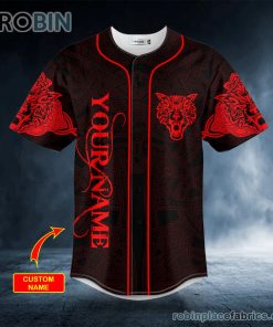 red wolf power viking tattoo custom baseball jersey 228 AvNSb