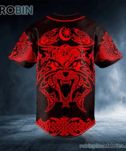 red wolf power viking tattoo custom baseball jersey 418 U2Pma