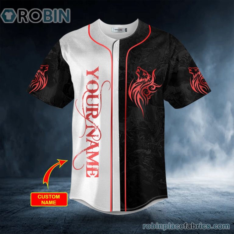 Red Wolf Viking Custom Baseball Jersey