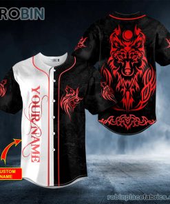 Red Wolf Viking Custom Baseball Jersey
