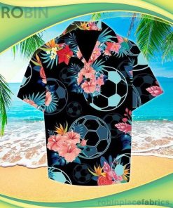 Reddit Soccer Tropical Floral Hibiscus Short Sleeve Button Down Hawaiian Shirt