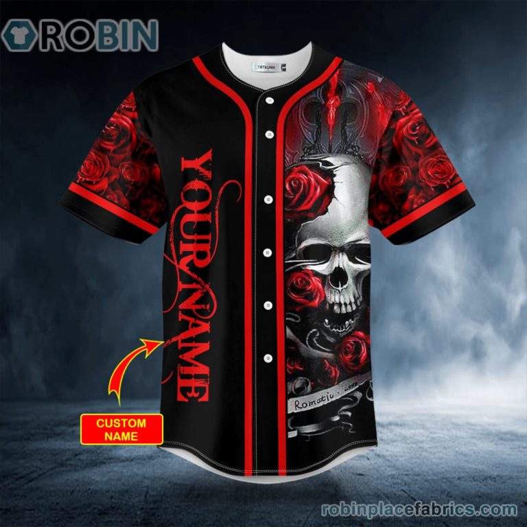 Romantic Love Roses Sugar Skull Custom Baseball Jersey