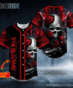 Romantic Love Roses Sugar Skull Custom Baseball Jersey