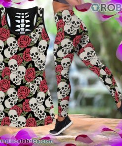 Rose Skull Tattoo Tank Top Legging Set