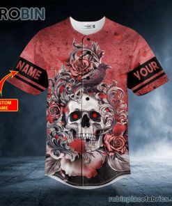 roses raven skull custom baseball jersey 225 kfCSz