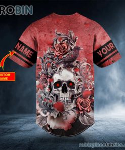 roses raven skull custom baseball jersey 415 1Ws7c