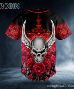 Roses Winged Skull Custom Baseball Jersey
