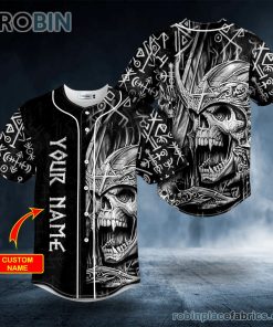 runes king skull ghost viking custom baseball jersey 22 J9pGN