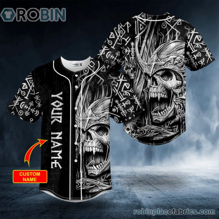 Runes King Skull Ghost Viking Custom Baseball Jersey