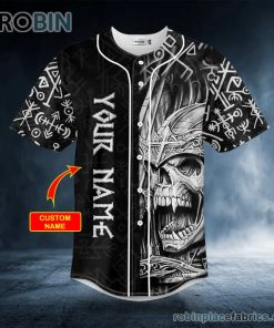 Runes King Skull Ghost Viking Custom Baseball Jersey
