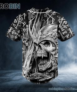 runes king skull ghost viking custom baseball jersey 413 NSU9g