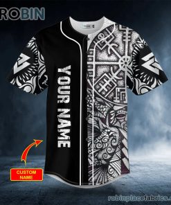 runic compass the vegvisir viking custom baseball jersey 412 NtuEX