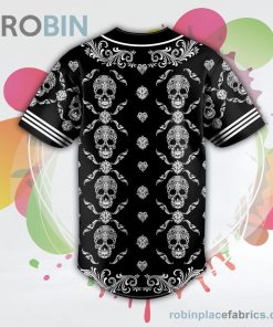 Seamless Pattern Sugar Skull Baseball Jersey RB9478
