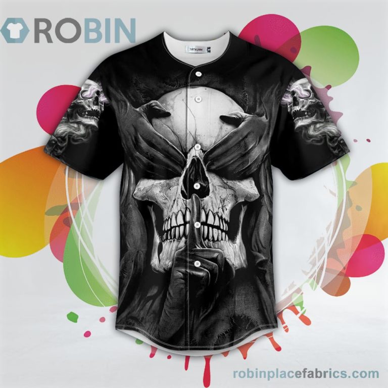 See No Evil Hear No Evil Speak No Evil Skull Baseball Jersey RB1980