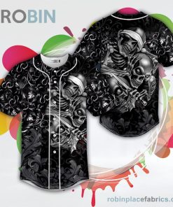 See No Hear No Speak No Evil Gray Skull Baseball Jersey RB7611