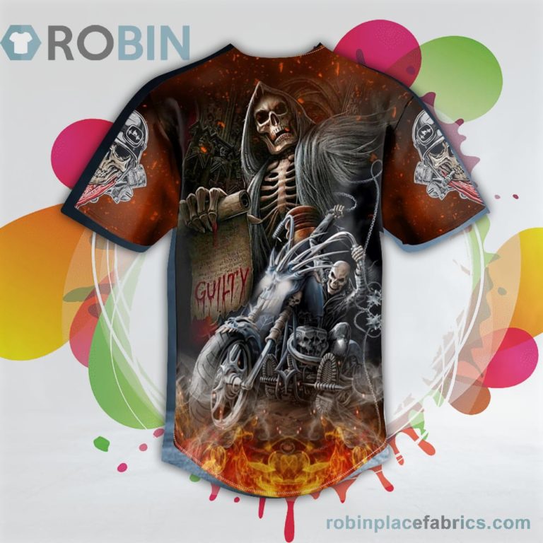 Skeleton Firer Biker Guilty Skull Baseball Jersey RB2999