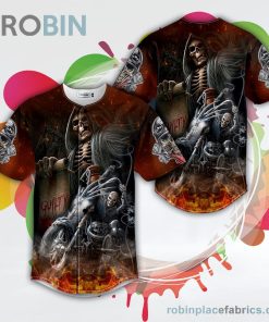 Skeleton Firer Biker Guilty Skull Baseball Jersey RB2999