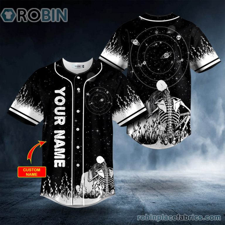 Skull Couple Love Story Skull Custom Baseball Jersey