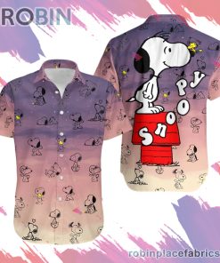 Snoopy Pattern Hawaiian Shirt, Casual Short Sleeve Shirt Snoopy Pattern Hawaiian Shirt, Casual Short Sleeve Shirt