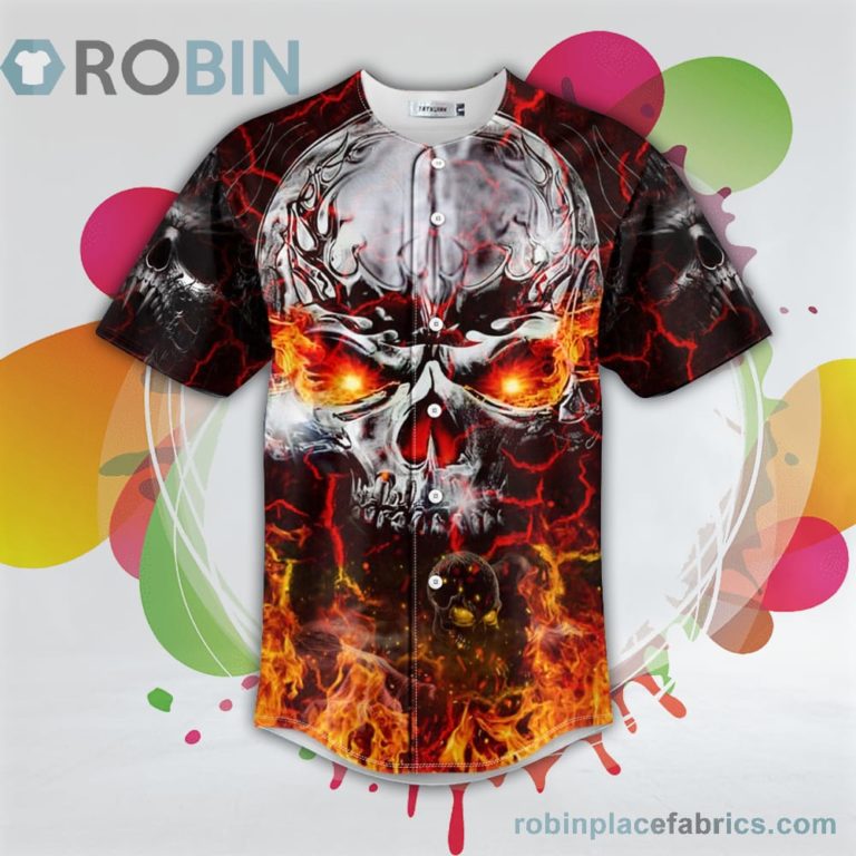 Spiral Fire Blast Zombie Ghost Skull Baseball Jersey RB4901