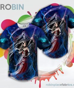 summon the reaper death and the maiden gothic fantasy skull baseball jersey rb710311 3gtzN