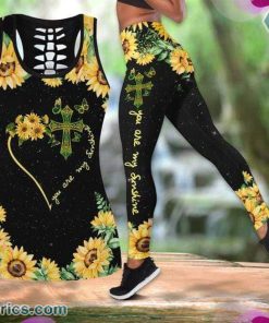 Sunflower And Cross Jesus Tank Top Legging Set