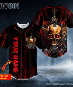 sword broken winged skull custom baseball jersey 18 Ftxyz