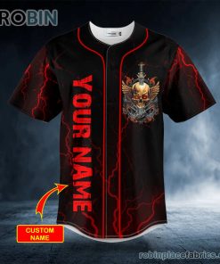 Sword Broken Winged Skull Custom Baseball Jersey