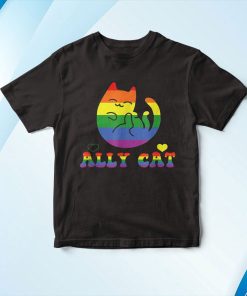 Allycat Lgbt Pride Month Cat With Ally Pride Rainbows Shirt