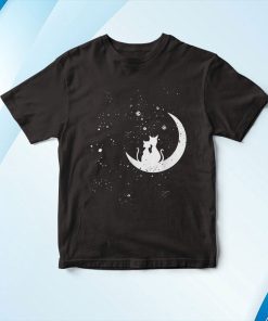 Chats Regardant Les ?toiles Motif Romantique Chat Galaxie Shirt