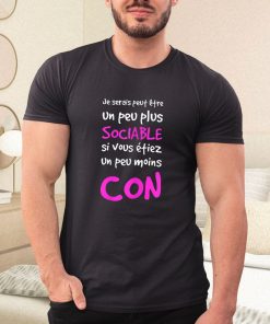 t shirt black femme humour femme. plus sociable moins con zT3Bh