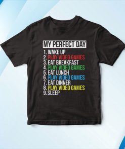 My Perfect Day Video Games Funny Cool Gamer Shirt