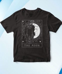 Tarot Card Crescent Moon And Cat Graphic Shirt