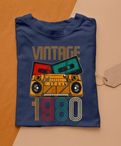 t shirt navy 42 compleanno donna uomo 42 anni vintage 1980 maglietta pwCKT