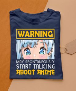 t shirt navy advertencia puede comenzar espontC3A1neamente a hablar de anime divertido camiseta Yuq6m