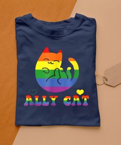 t shirt navy allycat lgbt pride month cat with ally pride rainbows 6YEIx