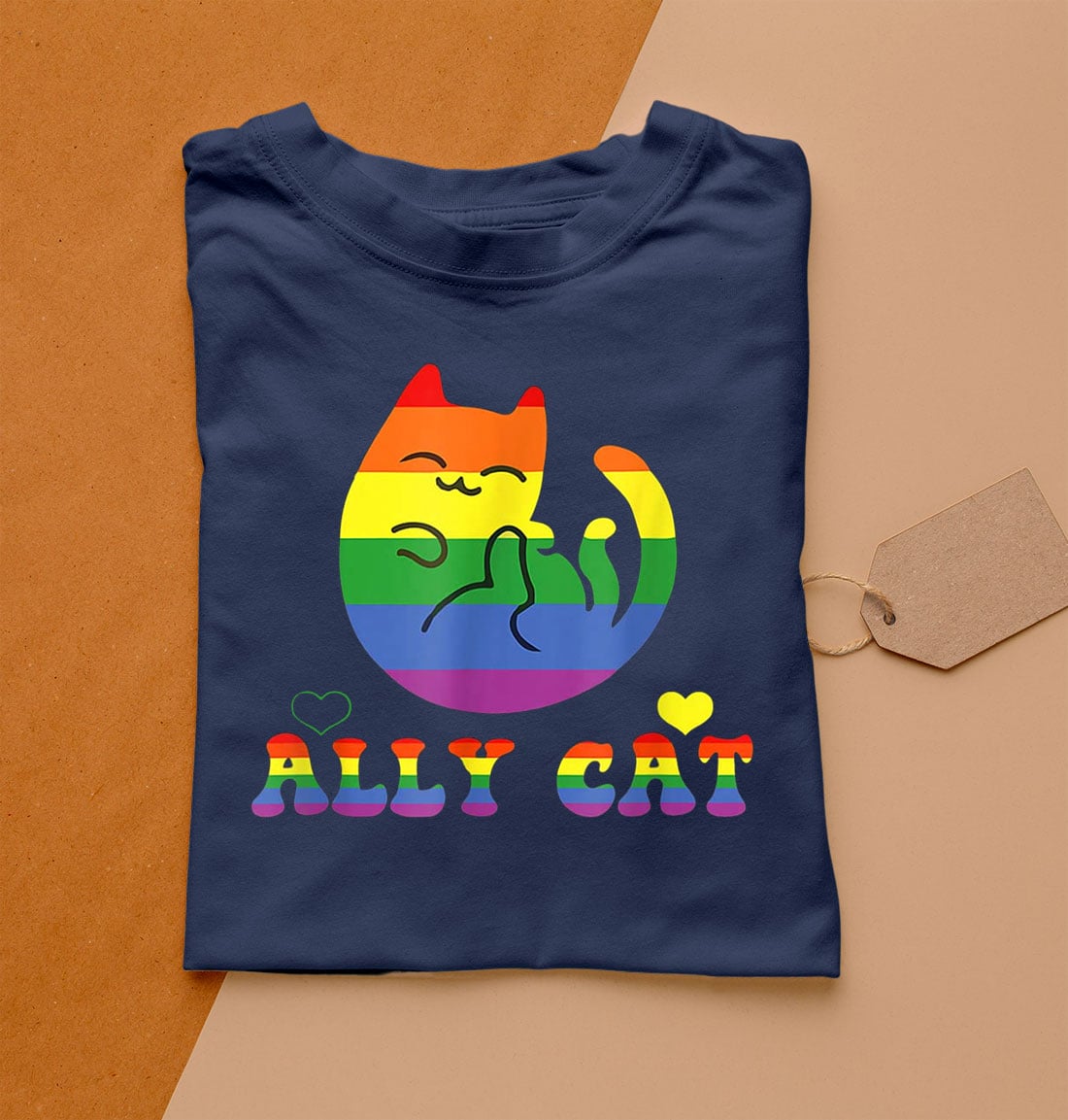 Allycat Lgbt Pride Month Cat With Ally Pride Rainbows Shirt ...