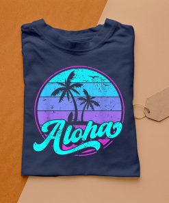 t shirt navy aloha hawaii retro vintage sunset 9zlLC