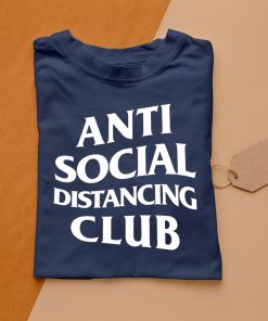 t shirt navy anti social distancing club v84jN