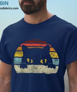 t shirt navy cat retro style black kitty cats lover HhPI7