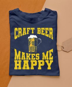 t shirt navy craft beer makes me happy NVMVF