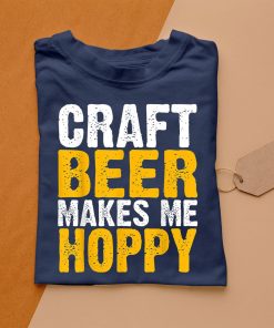 t shirt navy craft beer makes me hoppy UEDK5