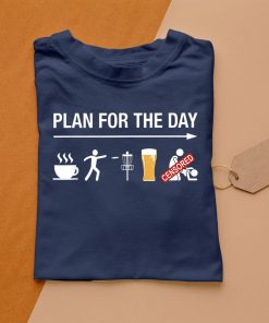 t shirt navy disc golf basket frisbee golfing frolf coffee beer wryLA