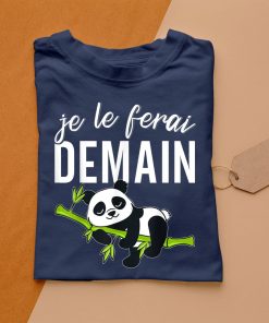 t shirt navy je le ferai demain la flemme sieste humour panda VHYTJ