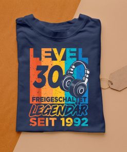 t shirt navy level 30 years birthday shirt man gamer 1992 birthday oXHBx