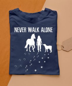 t shirt navy never walk alone dog horse riding nsMMw