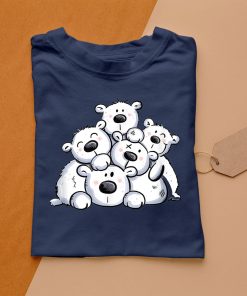 t shirt navy polar bears fun 12VV0